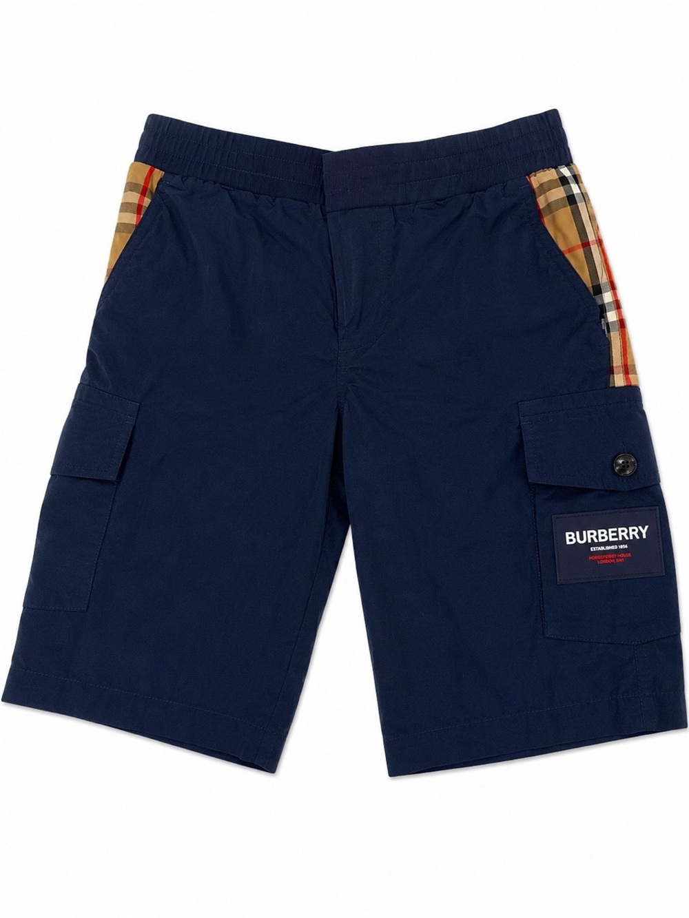 Burberry Navy Shorts with Vintage Check Side Panels